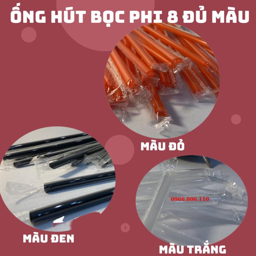 Ống hút bọc phi 8 đen + trắng + đỏ