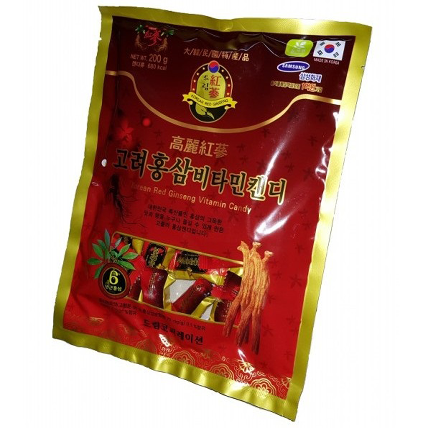 Kẹo Hồng Sâm Vitamin 200G Kẹo Sâm Không Đường Tốt Cho Sức Khỏe Nhập Khẩu Hàn Quốc.