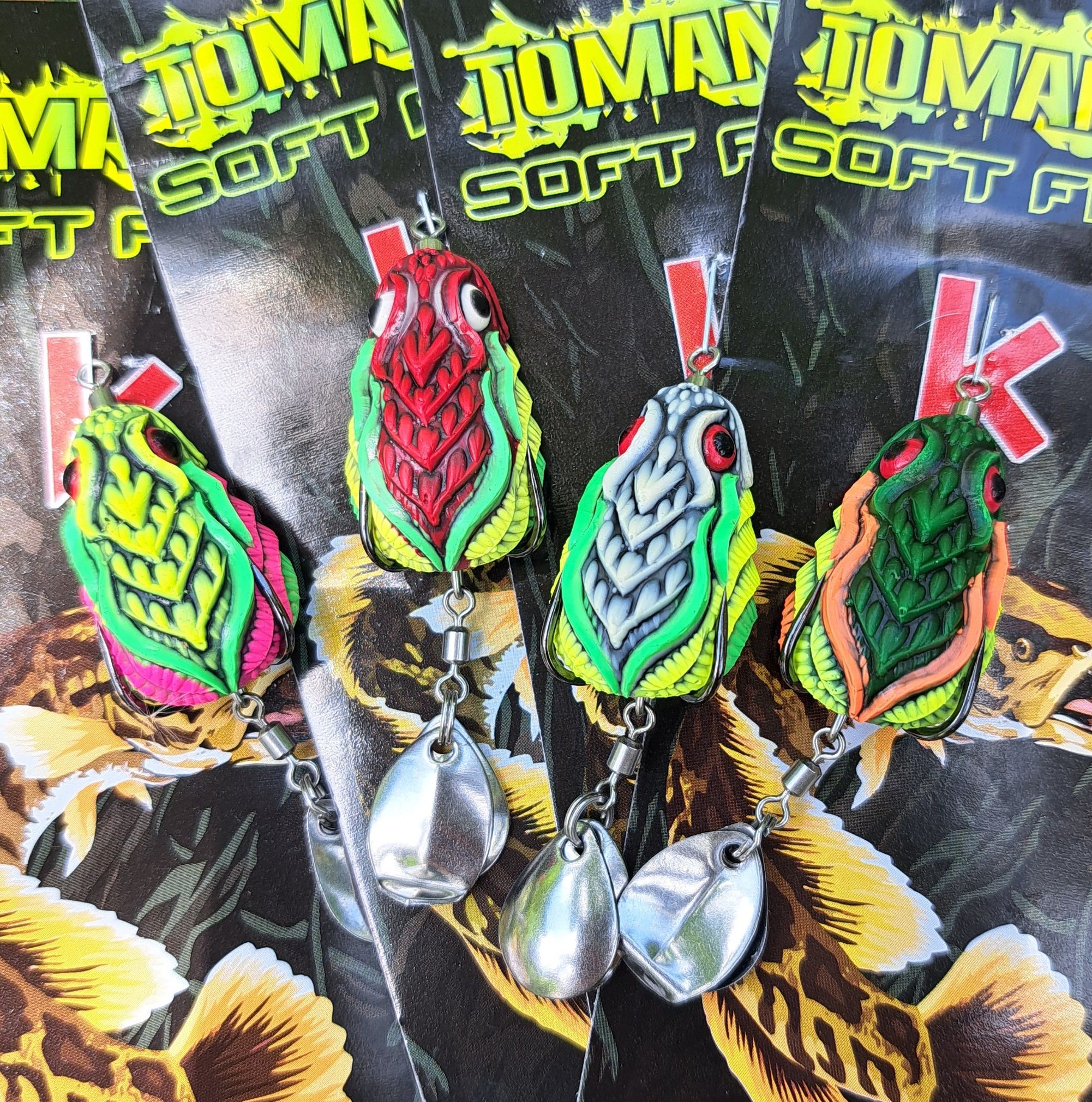  Mồi câu lure nhái hơi sọc TOMAN size mini 2 thìa 5g 3cm 