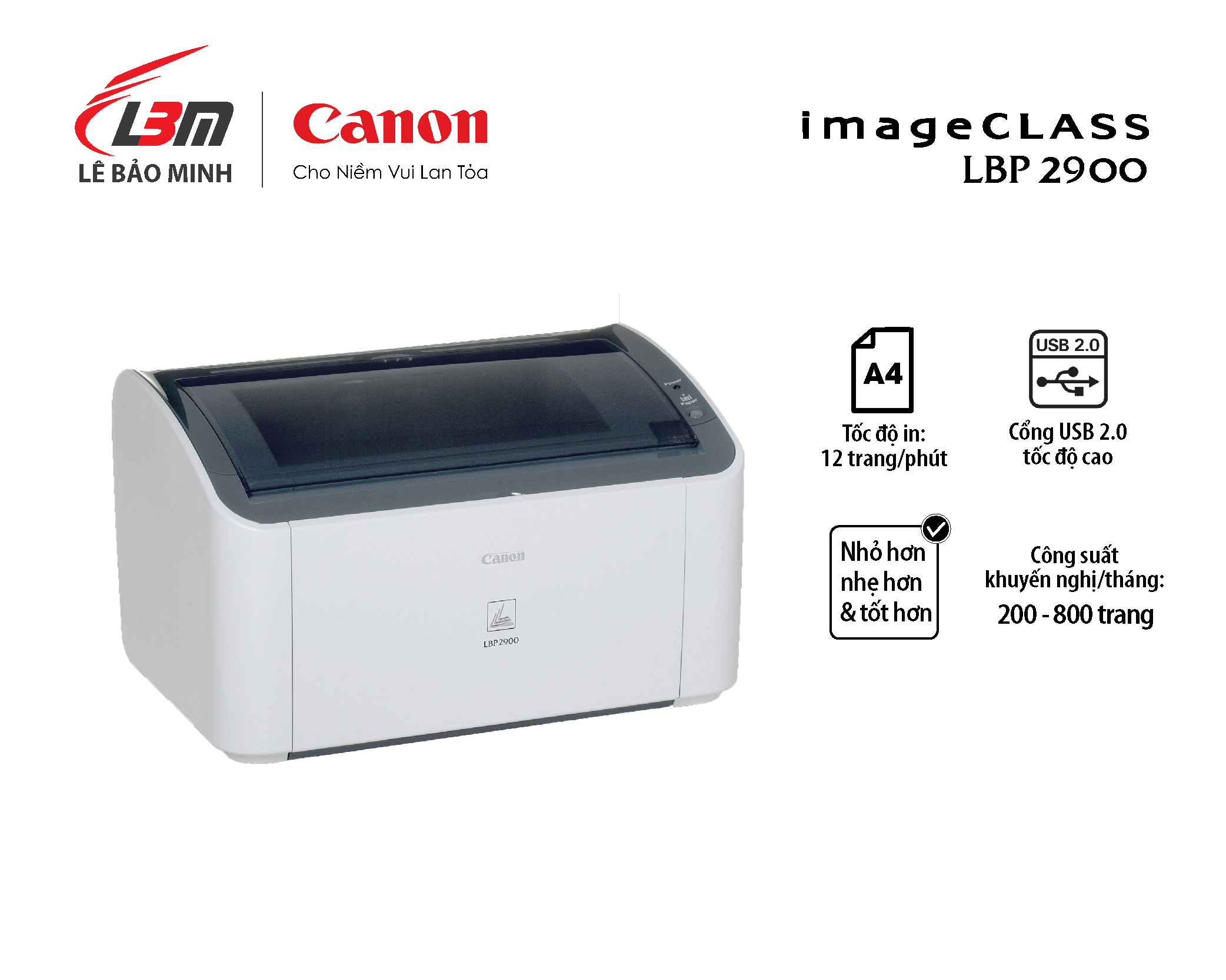Máy  in Canon Laser LBP2900 ( sử dụng Hộp mực in 303)- Chính Hãng Lê Bảo Minh