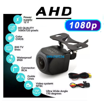 Camera lùi ahd 1080p độ nét cao dùng cho màn hình ô tô androi camera chip: ahd/sony - góc quay rộng: 170 độ, dây 15m.