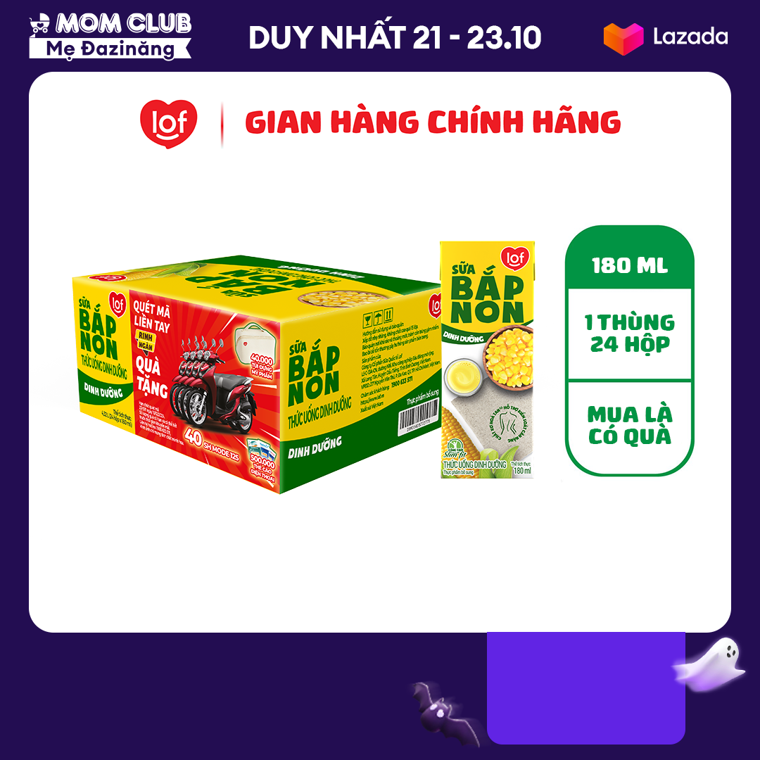 Sữa bắp non dinh dưỡng LOF thùng 24 hộp x 180ml