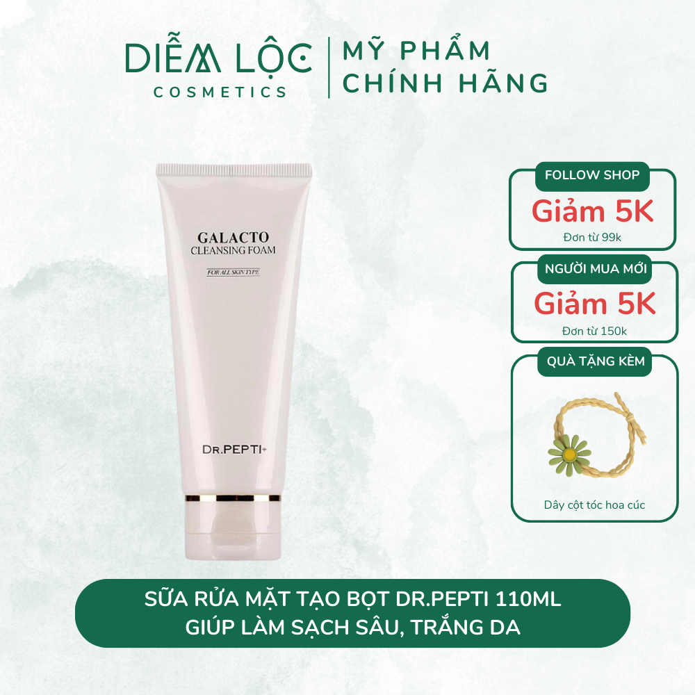 Sữa rửa mặt tạo bọt Dr.Pepti+ 110ml giúp làm sạch sâu, trắng da