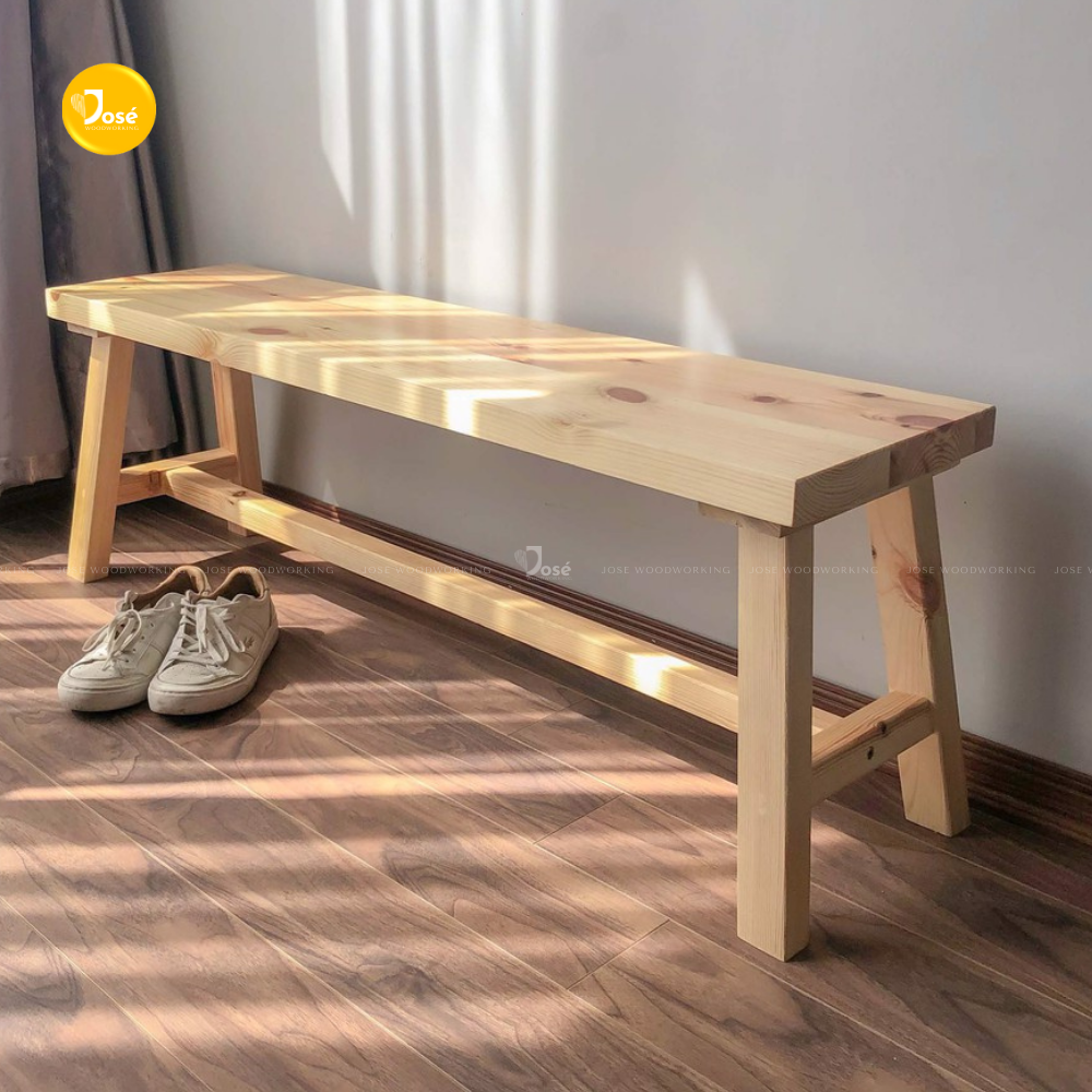 Ghế băng dài ngồi bàn ăn jose ghế bench gỗ dài ngồi thay giày trang trí hành lang bằng gỗ tự nhiên cao 45cm