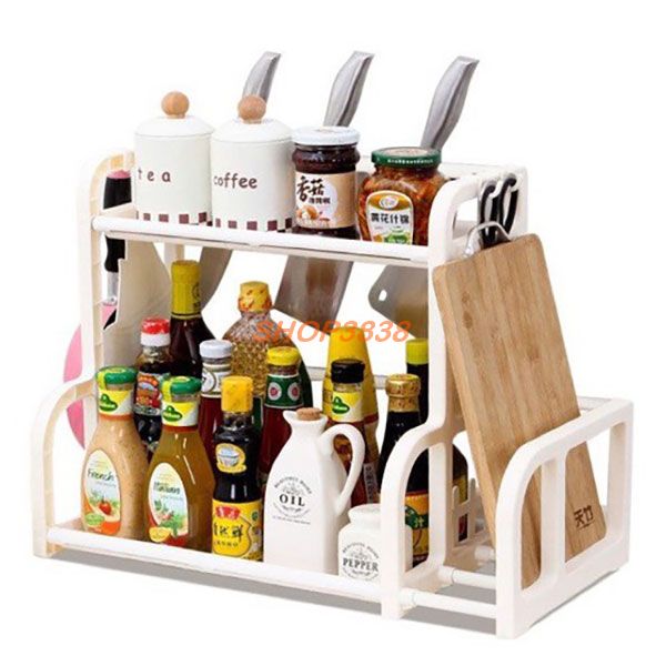 Kệ nhà bếp 2 tầng có khe cắm dao thớt tashuan hàng vnclc