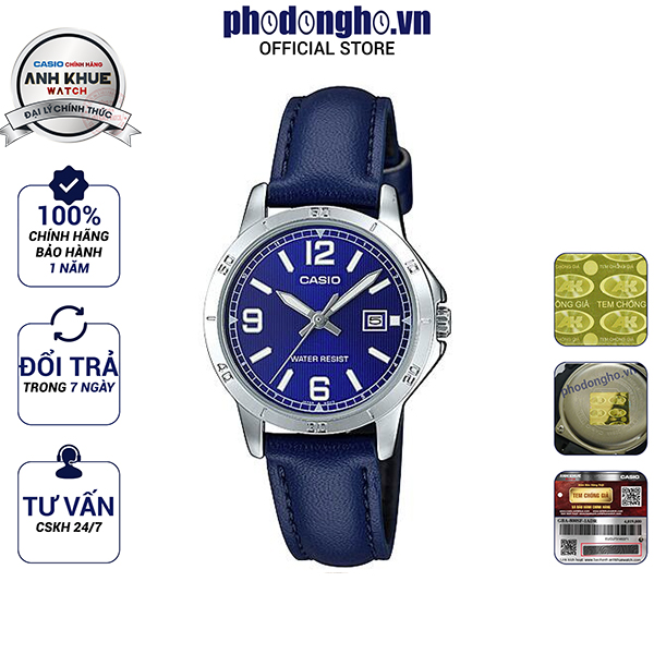Đồng hồ nữ dây da casio anh khuê ltp-v004l-2budf