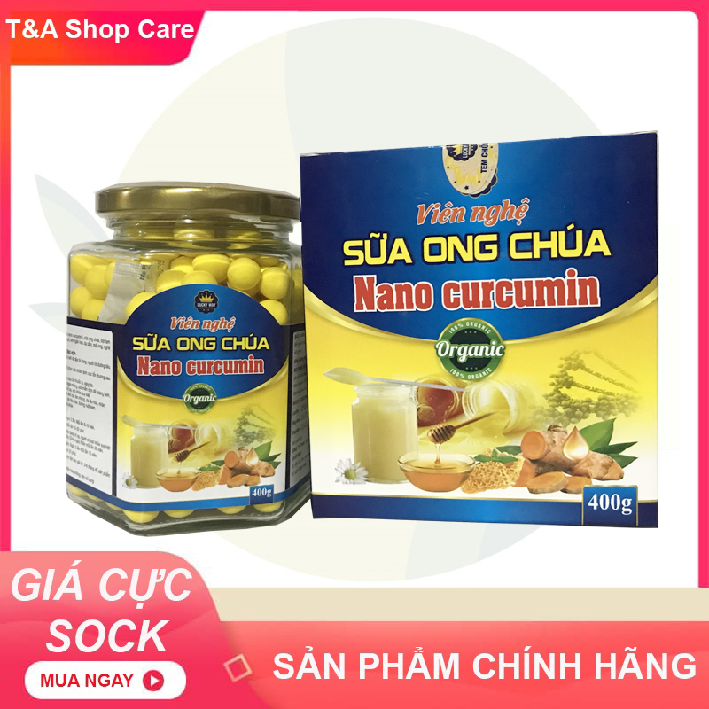 Hộp 400gr viên nghệ mật ong chúa nguyên chất hỗ trợ bệnh đau dạ dày, tiêu hóa, đặp mặt dưỡng da, giảm thâm nám tàn nhang hiệu quả - Đã được kiểm nghiệm y tế