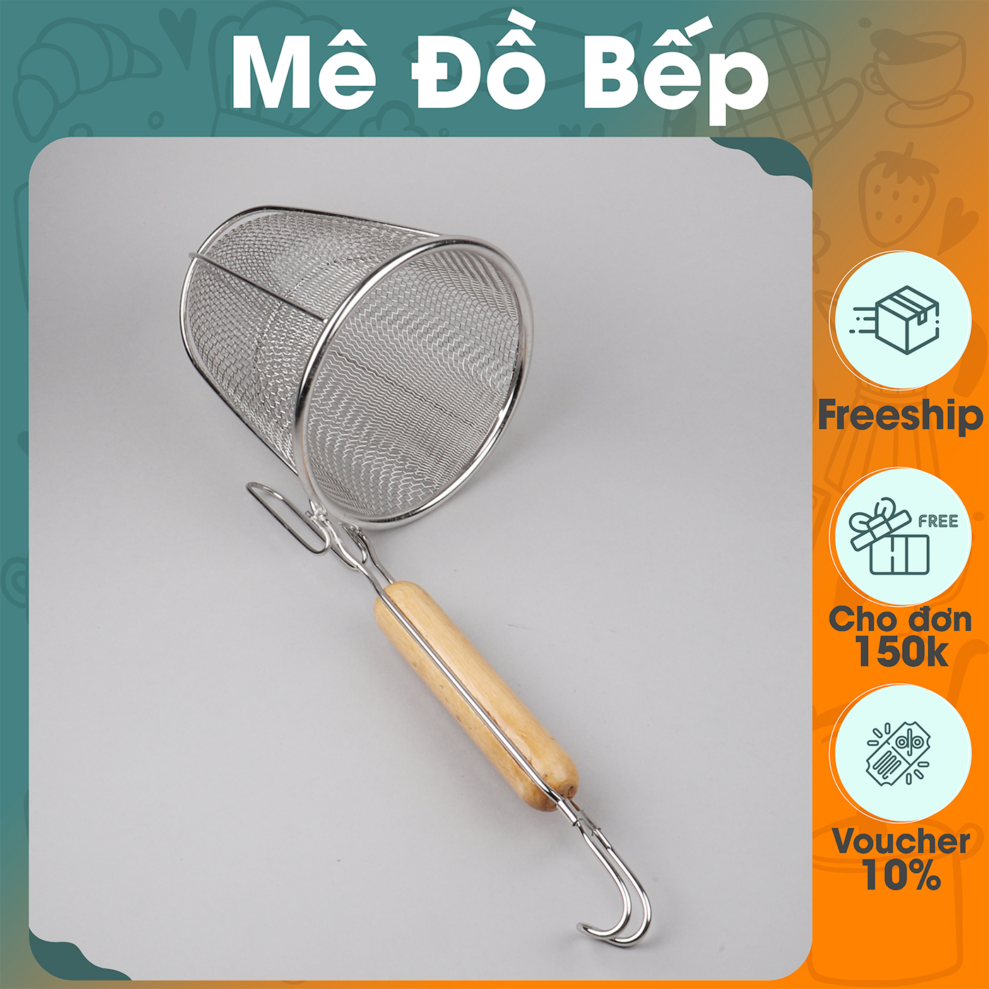 Vá trụng hủ tiếu mì inox Bam House sáng bóng loại lớn cao cấp VT01 – Gia dụng bếp