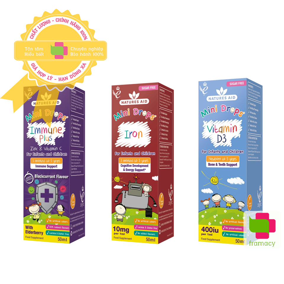 Vitamin Natures Aid Mini Drops Immune Plus, Anh giúp tăng đề kháng cho bé từ sơ sinh