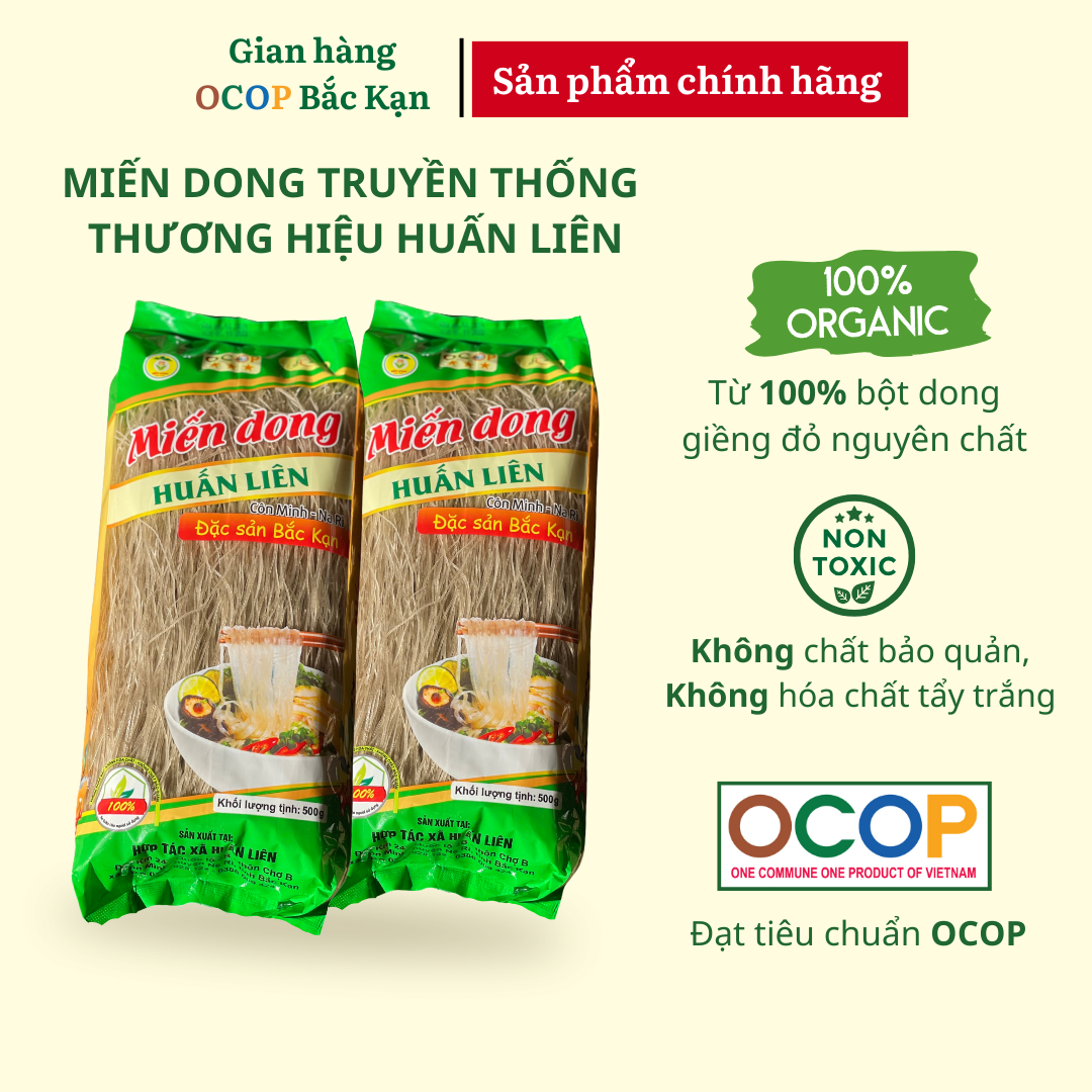 500g miến dong sạch Na Rì - Bắc Kạn, không tẩy trắng, không hóa chất - thương hiệu Huấn Liên