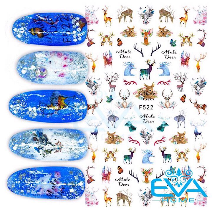[HCM]Miếng Dán Móng Tay 3D Nail Sticker Hoạt Hình Hươu La Mule Deer F522
