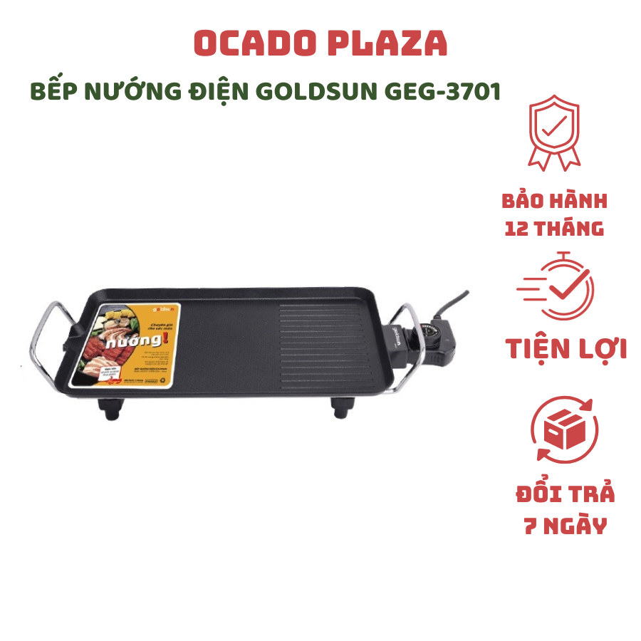 Bếp nướng điện, bếp nướng không khói Goldsun GEG3701, công suất lớn 1500w