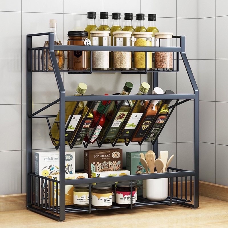 Kệ gia vị nghiên thép các bon sơn tĩnh điện, Kệ gia vị lệch sơn tĩnh điện Litchee Shop