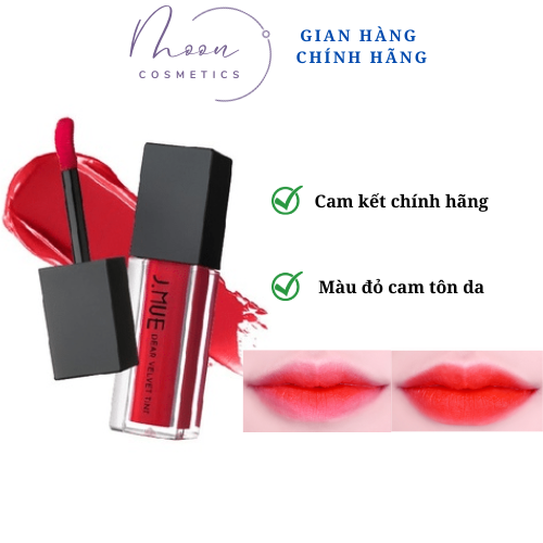 Son kem j.mue j.muh 02 - đỏ cam, son kem lì jmuh dear velvet tint