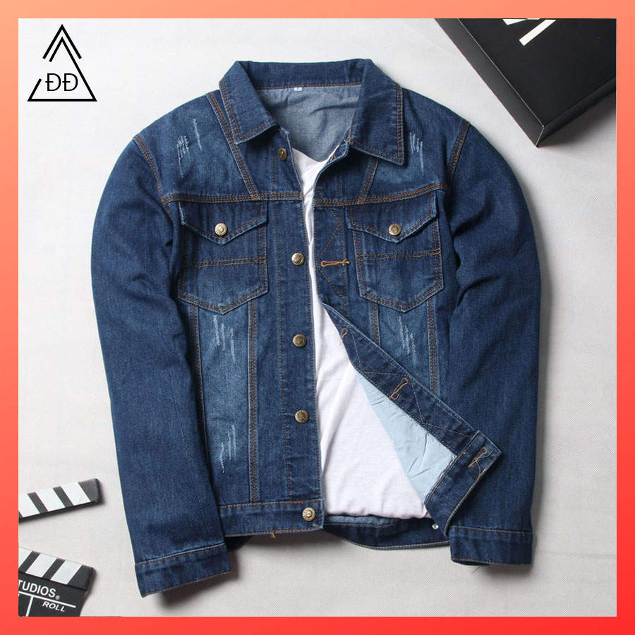 Áo khoác bò xanh trơn DD85 shop ĐỊCH ĐỊCH chuyên áo khoác jean nam đẹp