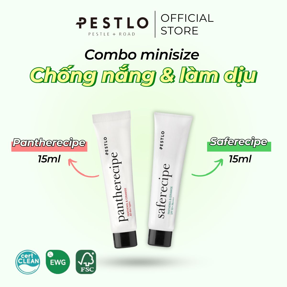 Combo minisize kem chống nắng 15ml và kem dưỡng ẩm 15ml PESTLO