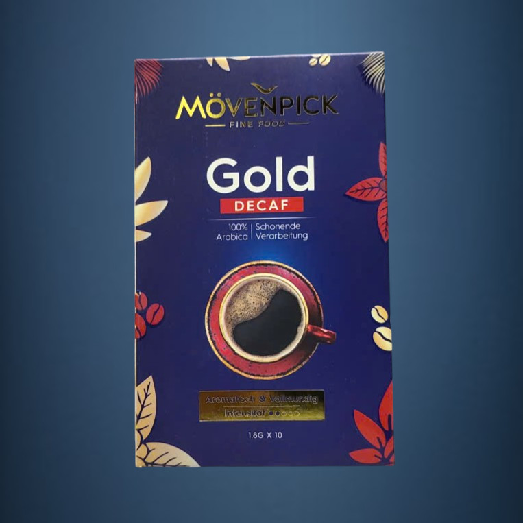 MOVENPICK - Hộp DECAF 18gr / 10 gói - CÀ PHÊ HÒA TAN TÁCH CAFEIN ĐỨC Gold Decaf Instant Coffee