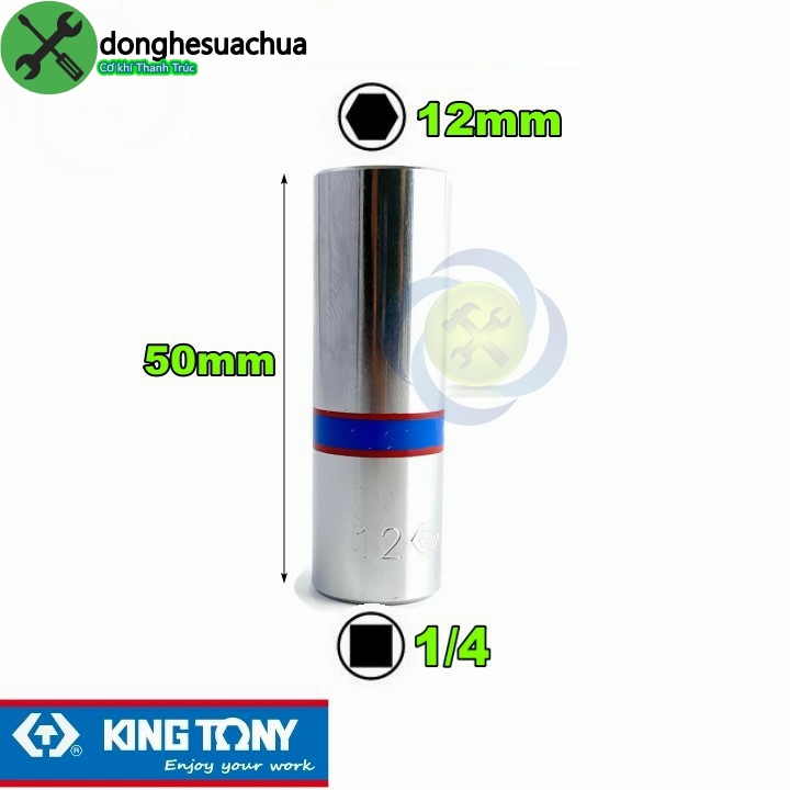 Tuýp 12mm loại 1/4 có 6 cạnh kingtony 223512m dài 50mm