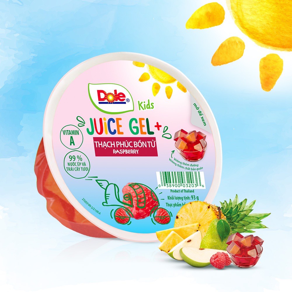 Thạch trái cây từ nước ép phúc bồn tử dole