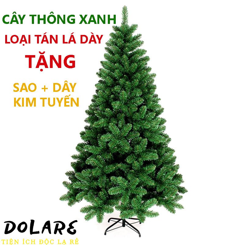 Cây Thông Noel tán dày 3m 2m4 2in xanh đầu tròn Hàng Loại Đẹp Tặng Kèm Phụ Kiện