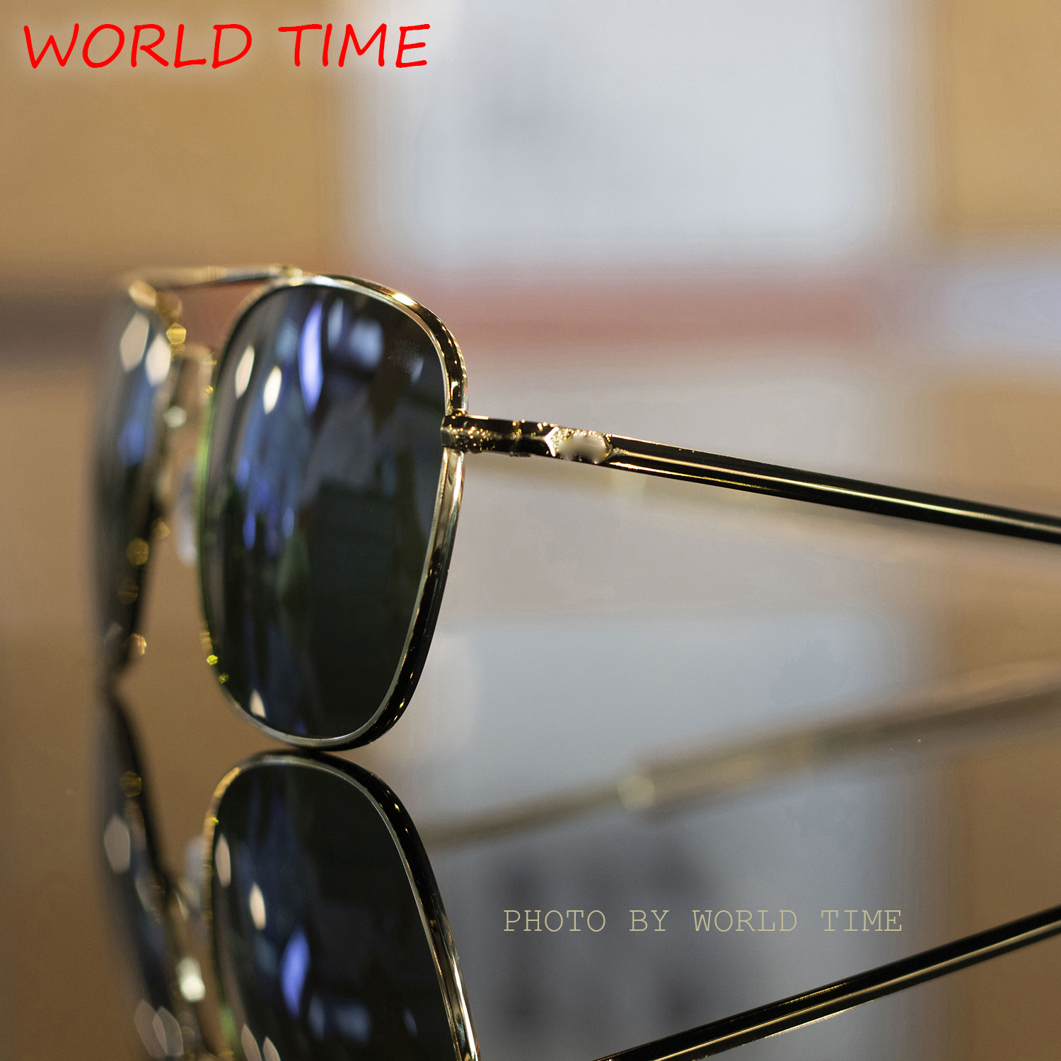 Kính mát nam AO xanh gọng vàng mắt kính cường lực Polarized cao cấp, full hộp, khăn, thẻ, bảo hành 12 tháng, gọng Titanium