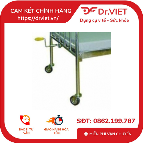 Giường nâng đầu có thanh chắn và bánh xe, có bô vệ sinh DCG44