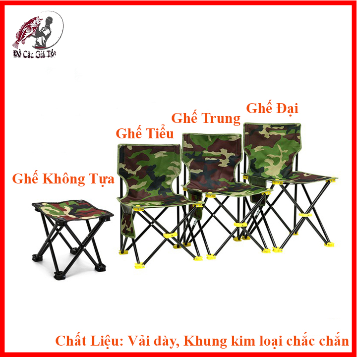 Ghế Câu Cá, Ghế Vải Giàn Ri Khung Kim Loại Chắc Chắn, Ghế Dã Ngoại Gấp Gọn - Đồ Câu Giá Tốt