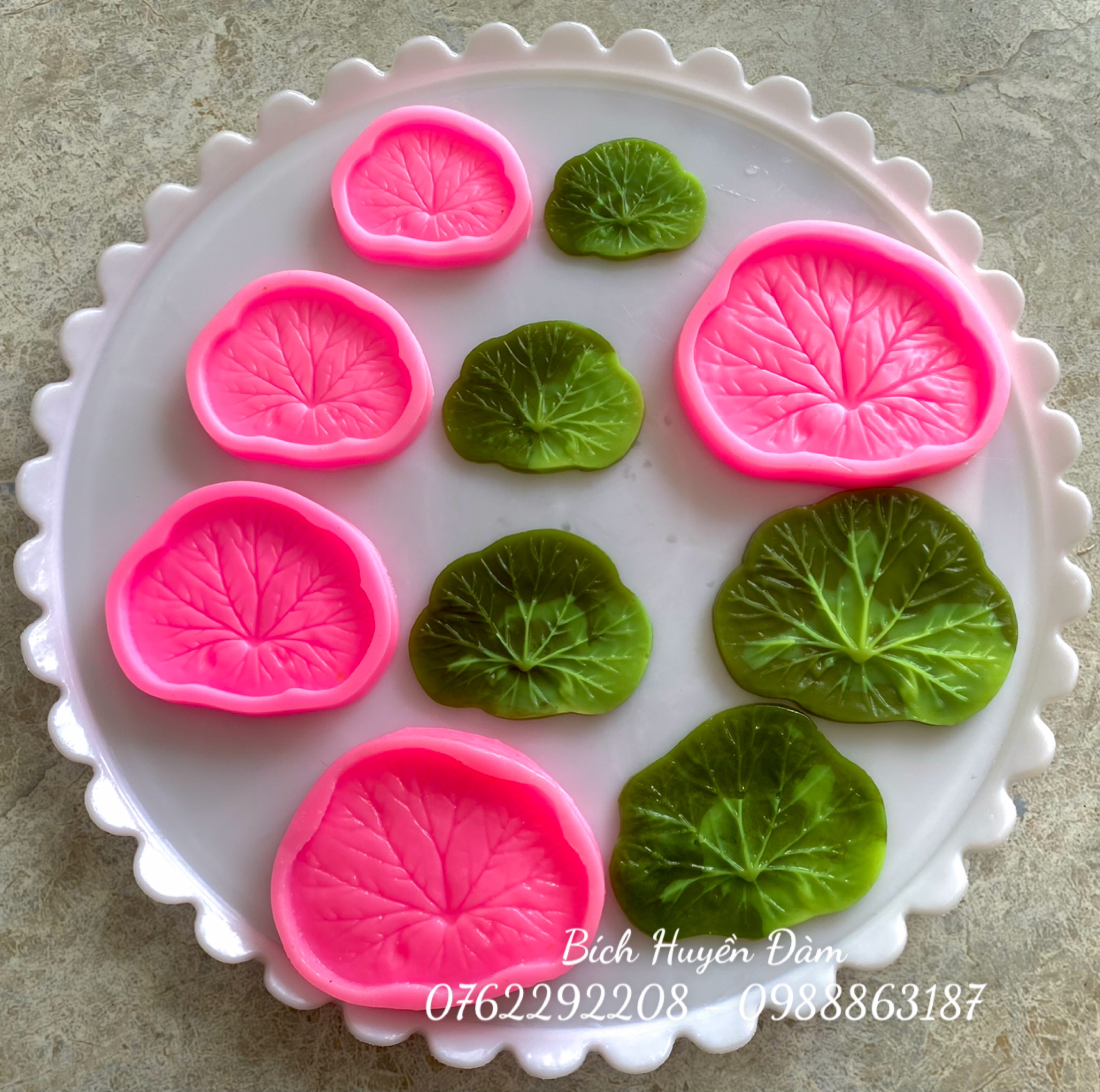 Khuôn silicon lá sen đổ rau câu, socola, nhấn fondant, làm xôi hoa đậu, nến, sáp thơm