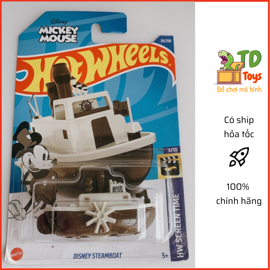 Xe Mô Hình Chính Hãng HotWheels - Tàu hơi nước Disney SteamBoat