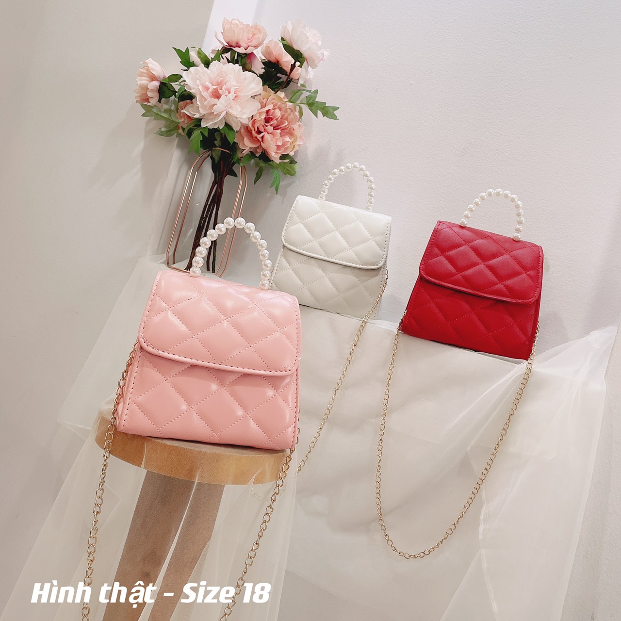 Túi đeo chéo mini quai ngọc dễ thương CD06