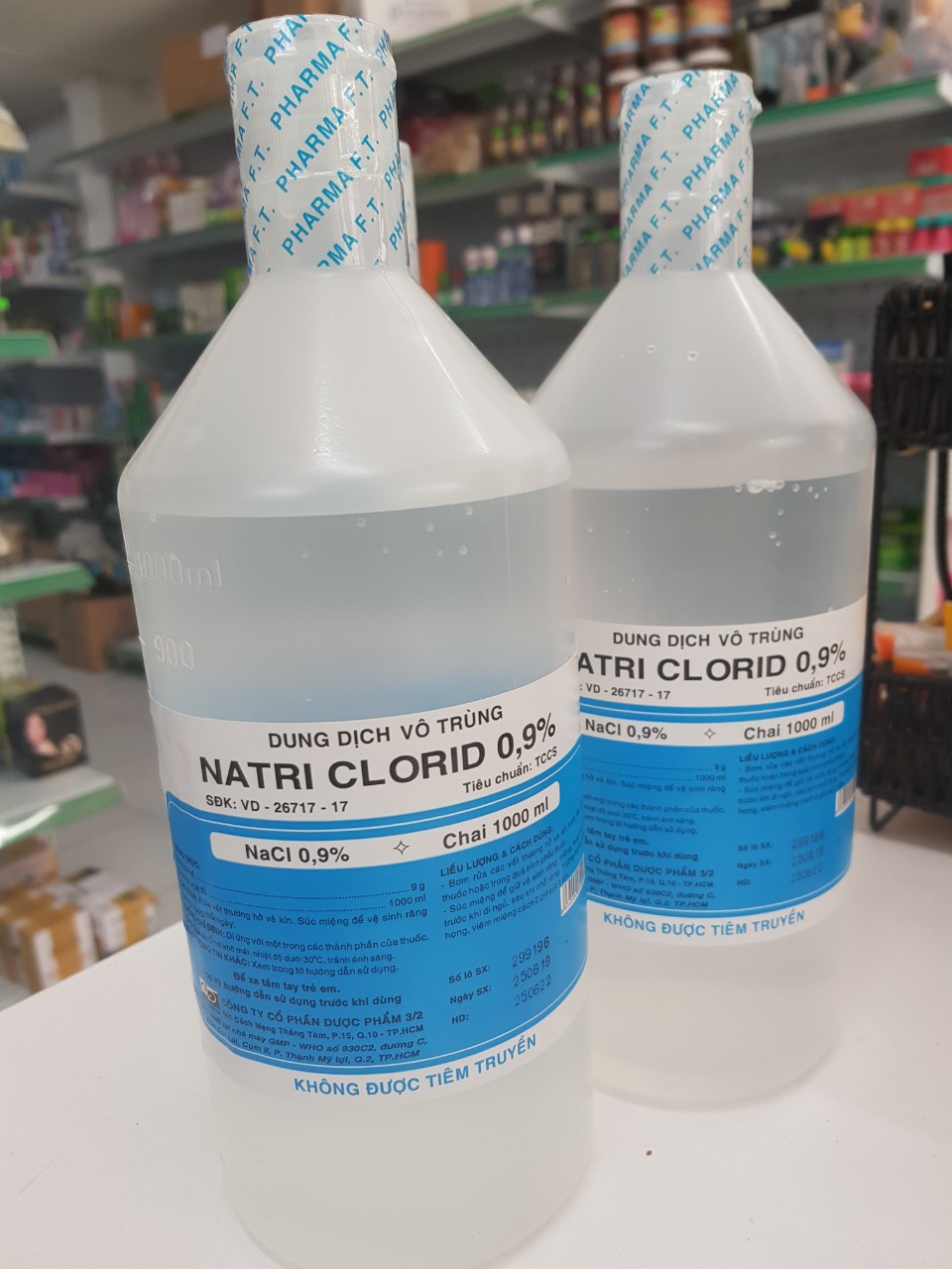 Nước muối sinh lý y tế vô trùng 3 tháng 2 Natriclorid 0,9% chai 1l -500ml