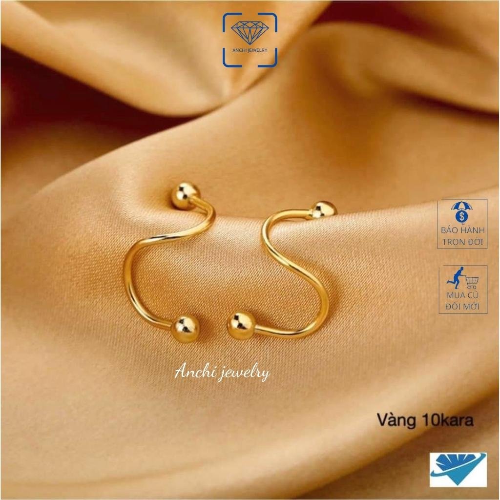 Khuyên tai xoắn ốc 2 vòng lò xo bi tròn, bông tai nam nữ unisex vàng hiphop,Anchi jewelry