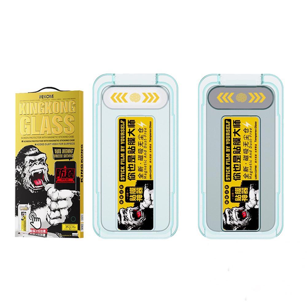 Kính cường lực iPhone khung tự dán KINGKONG: chính hãng WEKOME, tự lấy bụi, chống bụi loa thoại, chống nhìn trộm - PIkapi phụ kiện