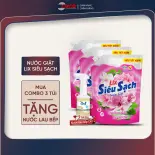 Combo 3 túi nước giặt Lix siêu sạch hương hoa anh đào sạch thơm tặng 1 chai nước lau bếp On1 500ml, 3C-N2503+N6701