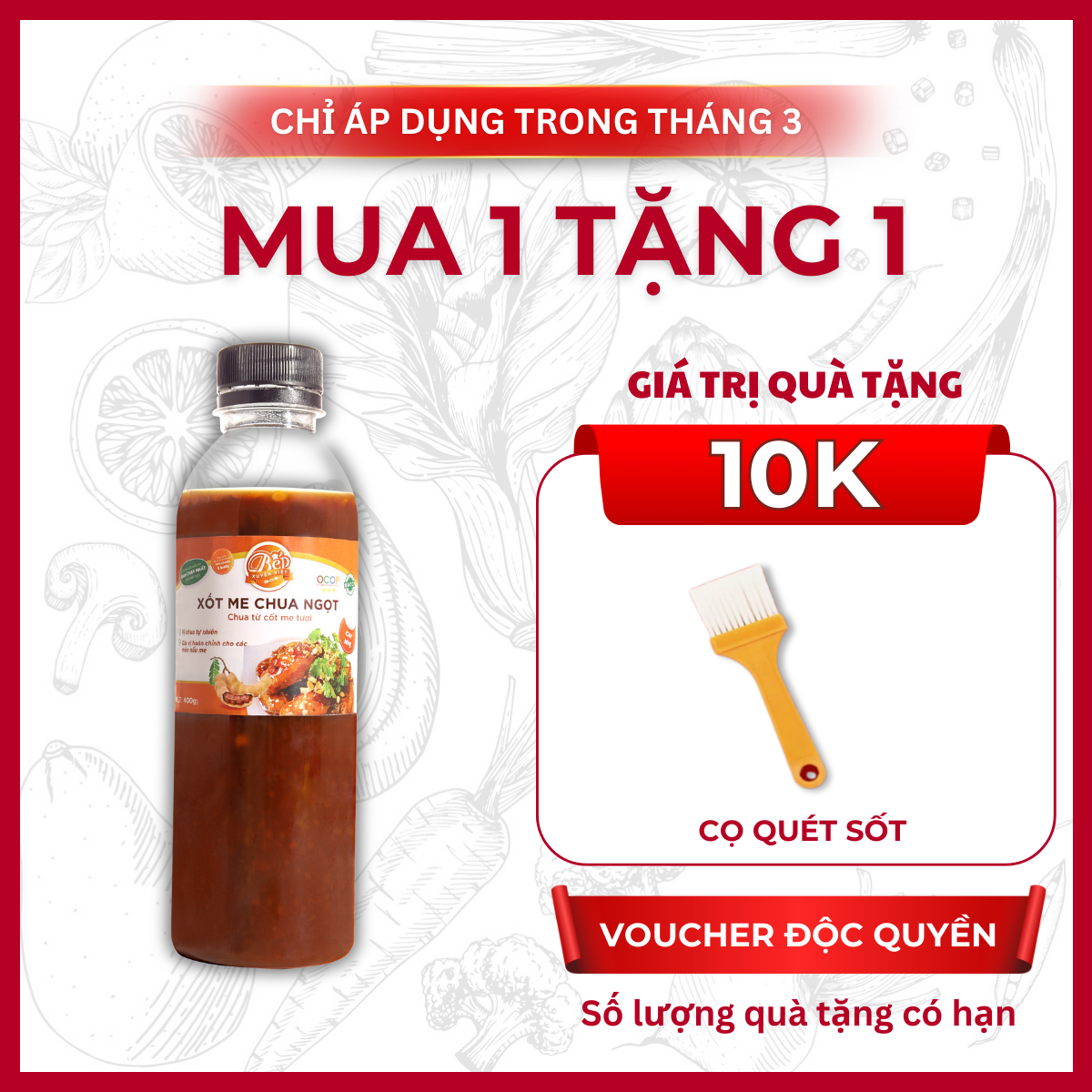 [HỎA TỐC]Sốt Me Chua Ngọt dùng cho gà chiên, hải sản, gỏi cuốn, thịt nướng chấm sốt me Bếp Xuyên Việt 400gr, me tươi
