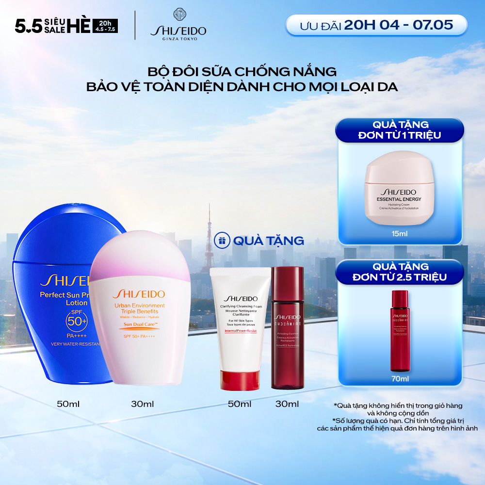 Combo Sữa chống nắng dưỡng da Perfect Sun Protector Lotion SPF50+ 50ml và Sữa Chống Nắng Dưỡng Da Urban Environment Triple Beauty Suncare Emulsion SPF50+ PA++++ 30ml