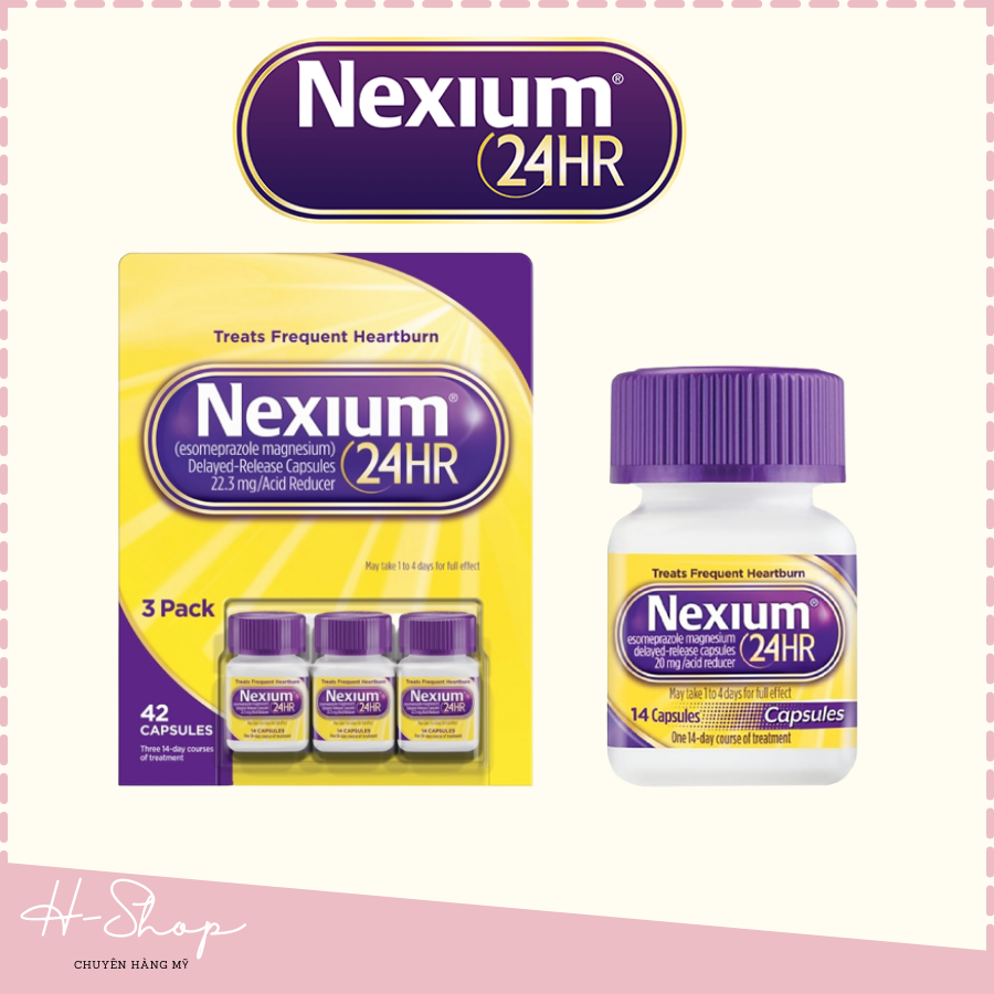 Viên uống cắt cơn đau dạ dày ợ nóng Nexium 24hr- 3 Pack và hộp 14 viên - Mỹ
