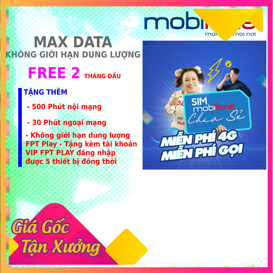 FREESHIP - CHƯA KÍCH HOẠT [HCM][Free 2 tháng] TRÙM CUỐI DATA không giới hạn 4G | 10 số (09) Tặng kèm 1 tài khoản vip FPT PLAY ( free DaTa FPT) + 500p gọi nội mạng + 30p gọi liên mạng + 3GB Viber