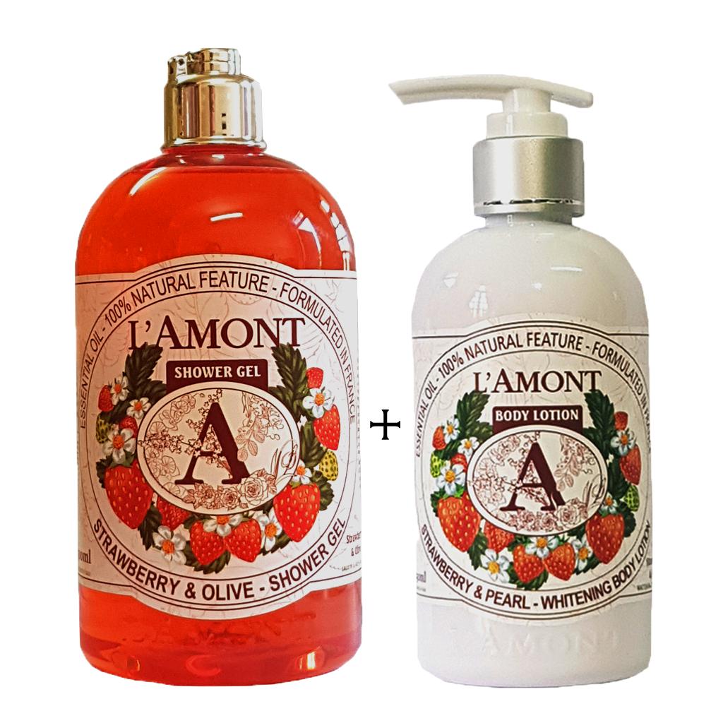 Sữa Tắm 500ml và Dưỡng thể 250ml LAmont En Provence Hương Dâu Tây