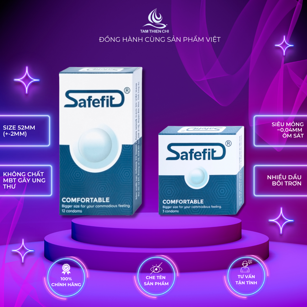 Bao cao su Comfortable mỏng trơn Safefit Tâm Thiện Chí
