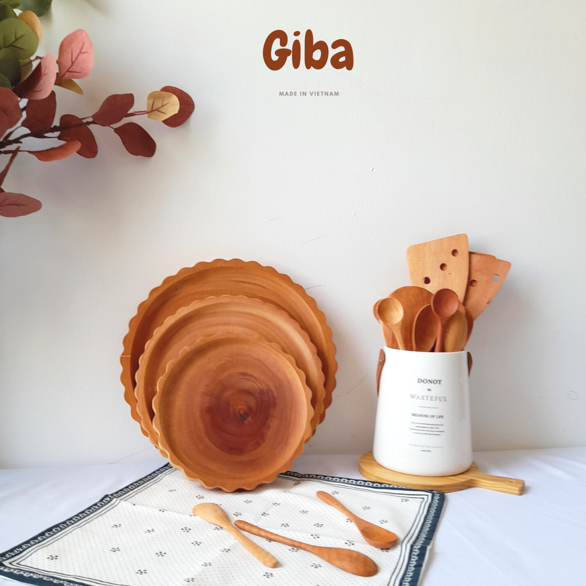 Khay Gỗ Decor Hình Mặt Trời, dĩa gỗ tròn chụp ảnh