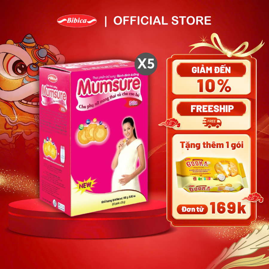 Combo 5 Hộp Bánh Dinh Dưỡng Mumsure Sữa Bibica 165g - Thực phẩm dành cho mẹ bầu