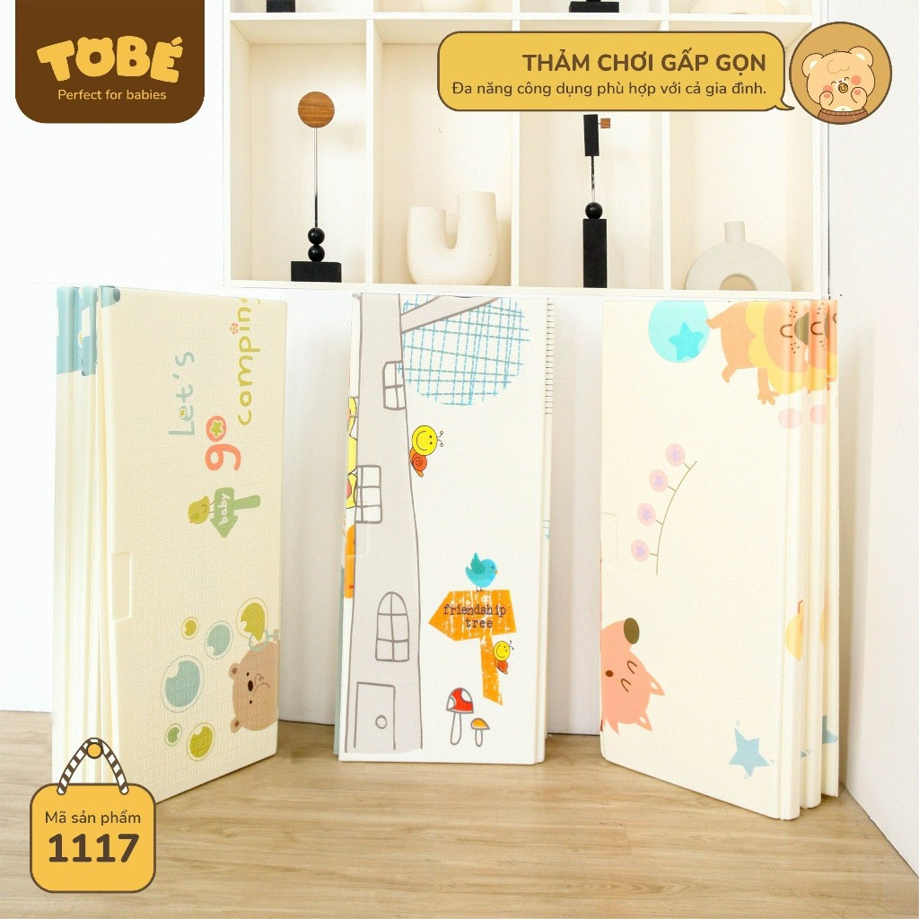 Thảm Xốp Tập Bò, Thảm chơi Thảm XPE gấp gọn phủ silicon 2 mặt cao cấp kèm túi đựng sang trọng ( Chiếu xốp trẻ em )