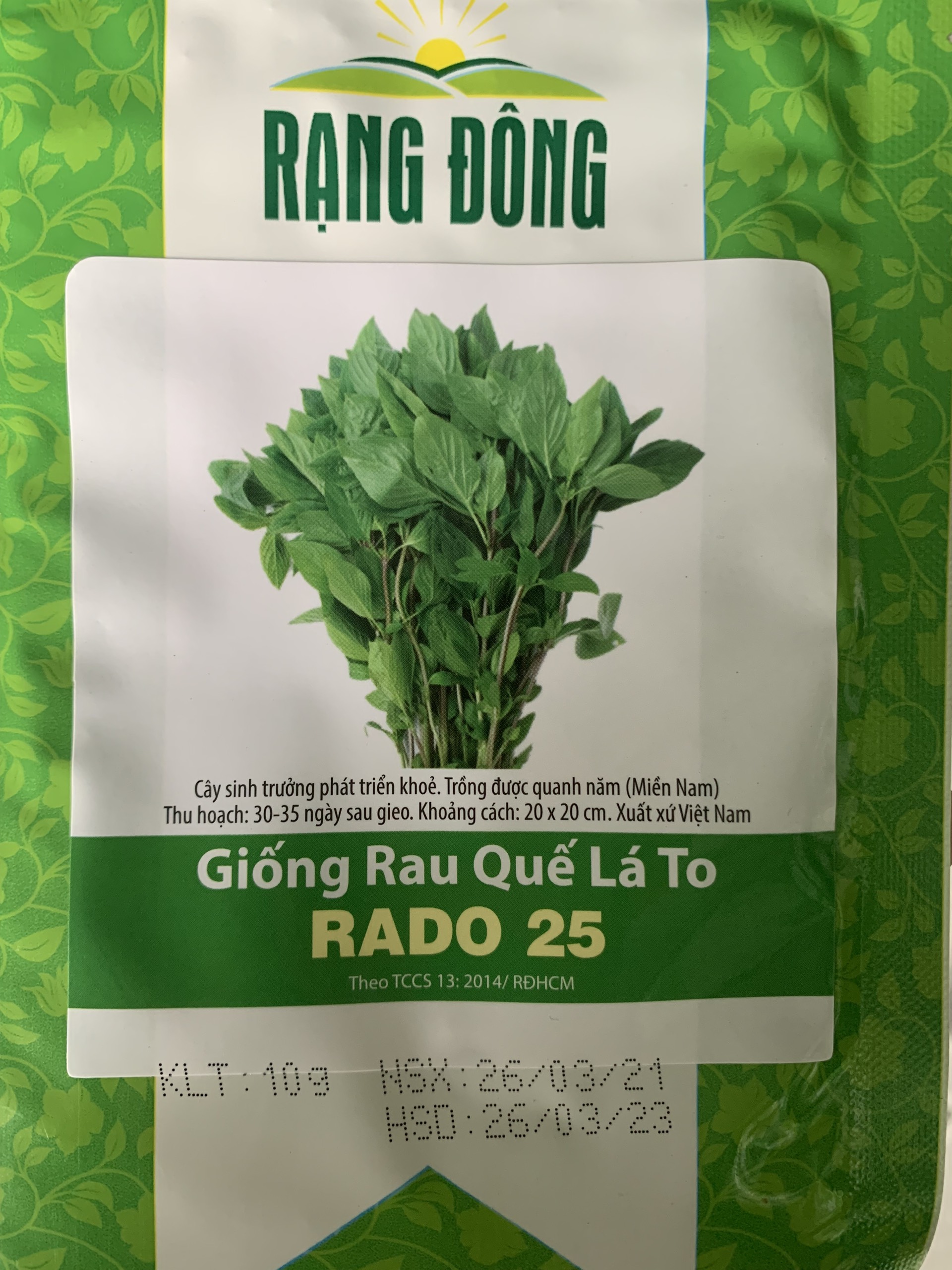Hạt Giống Rau Quế Lá To - Gói 10gr - RADO
