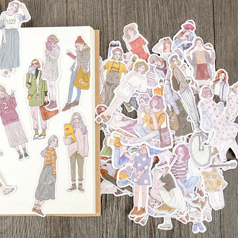 20 Sticker cô gái trang trí xinh xắn đáng yêu - 20 cái/gói