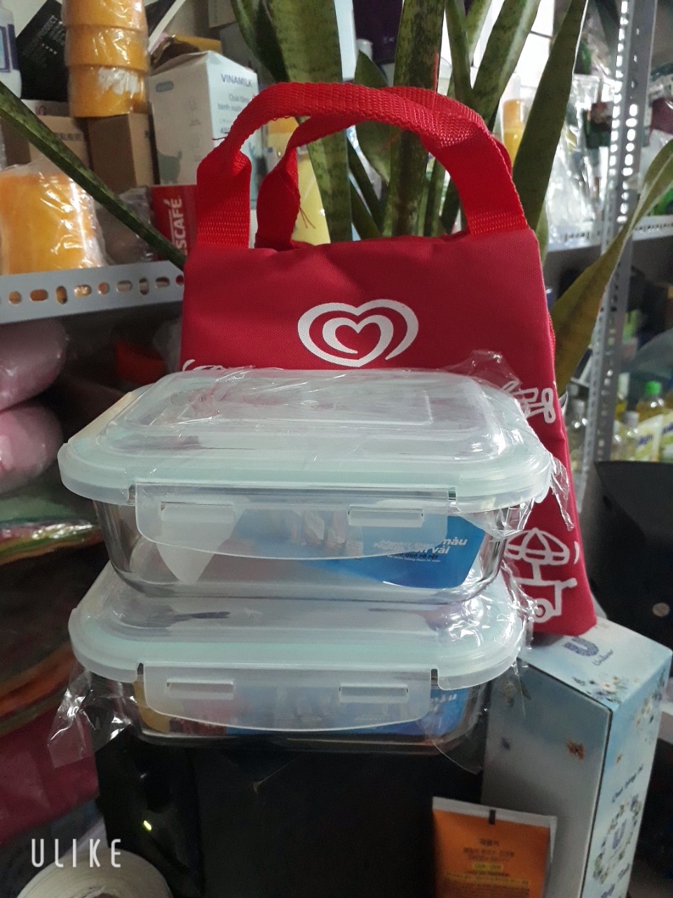 Thố thủy tinh chữ nhật 640ml bộ 2 hộp kèm túi