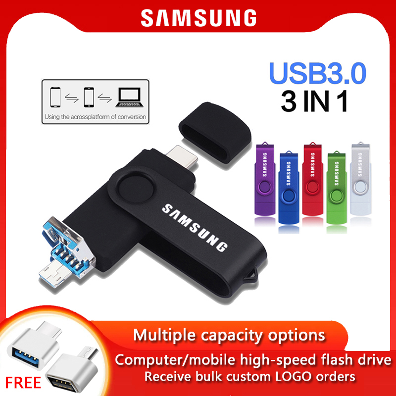 Samsung type-c three in one flash drive 2tb, 1tb, 512gb, usb, 64gb, 32gb, 128gb, 256gb high-speed c-type otg usb flash drive