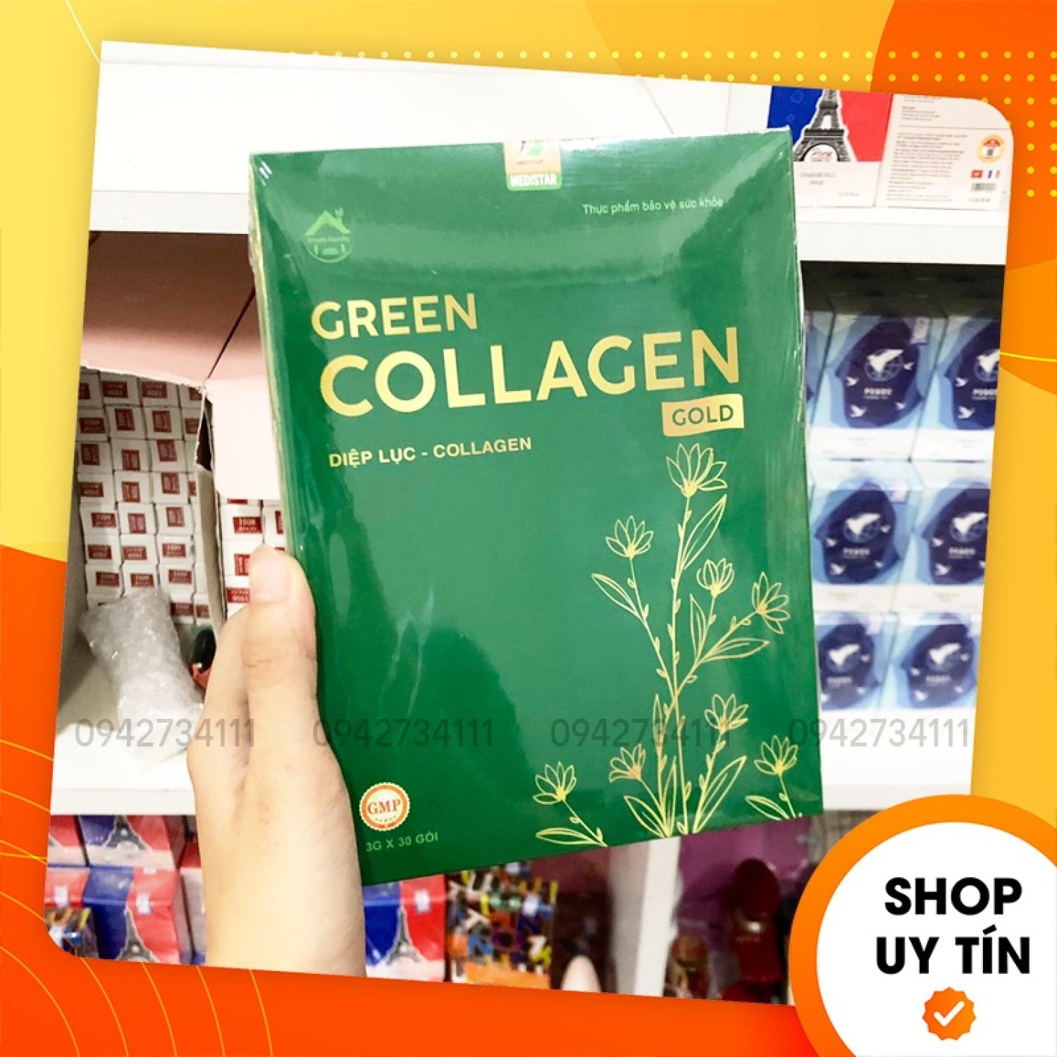 Diệp lục Collagen Gold Green Power hộp lớn 30 gói 3g