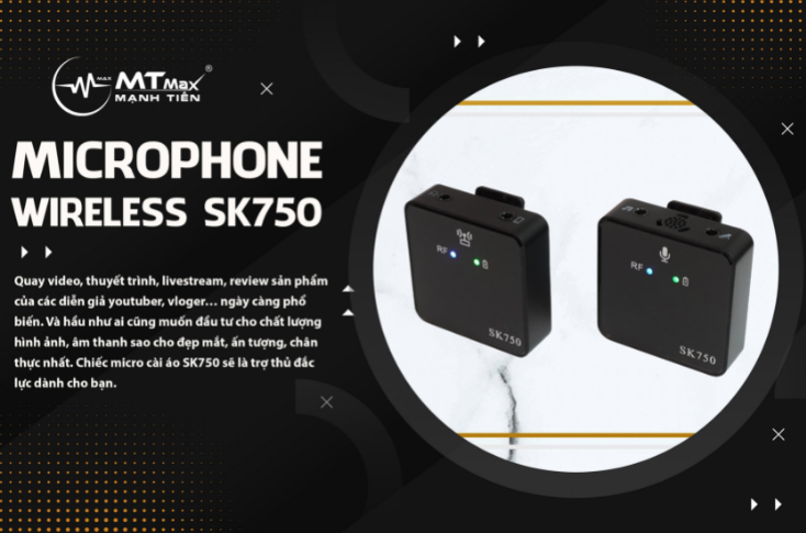 Micro cài áo wireless sk750 - mic thu âm không dây cài áo kèm 2 micro dễ dàng làm phỏng vấn, phóng sự - micro dành cho điện thoại, máy ảnh, máy quay, dslr - ứng dụng cho quay video, vlog, livestream, karaoke online, giảng dạy, thuyết trình