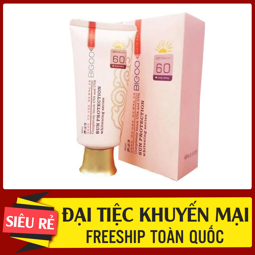 Kem nền chống nắng bigoo sun protection spf 60 ++ pa , hàn quốc ,80ml - kem nền chống nắng bảo vệ da 24h hàn quốc